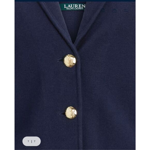 Lauren Ralph Lauren blue blazer gold tone from buttons with pockets size L cotto - Picture 7 of 13